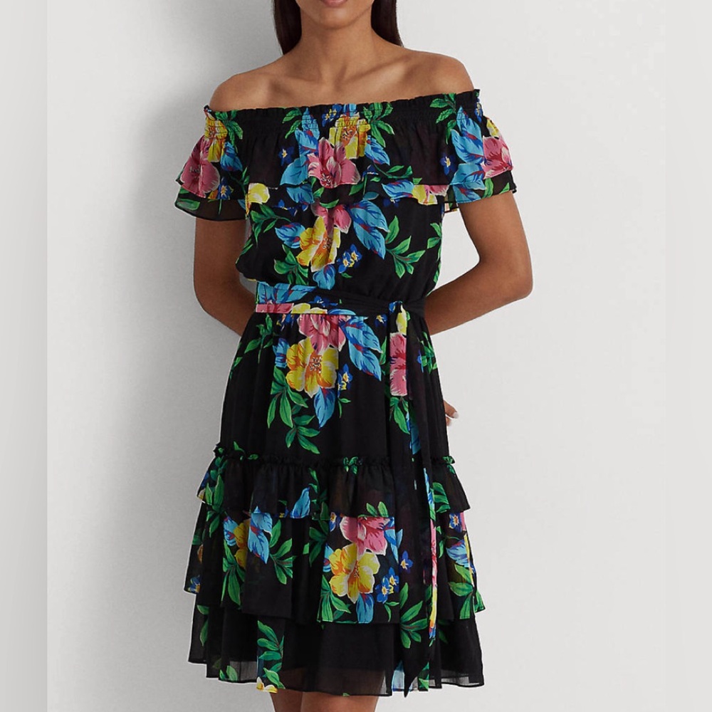 Lauren Ralph Lauren Floral Georgette Off The Shoulder Dress